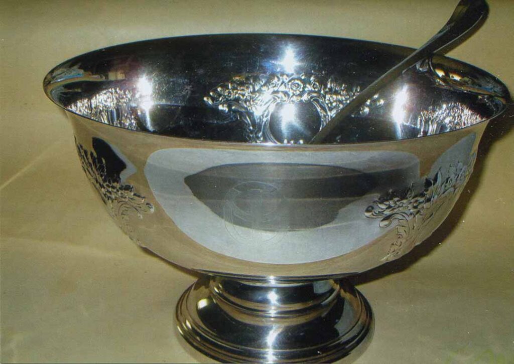 The 5th PSYOP Group’s silver regimental punchbowl was used to mix and serve a special punch at dining-outs. 