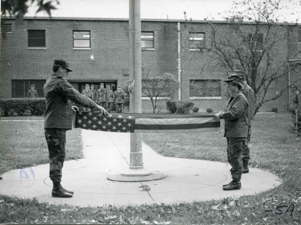 While the reservists of 5th PSYOP Group were “part-time” soldiers, the men and women of the group had to act like soldiers and participate in military activities, such as morning assembly and evening retreat ceremonies. (Author’s collection) 