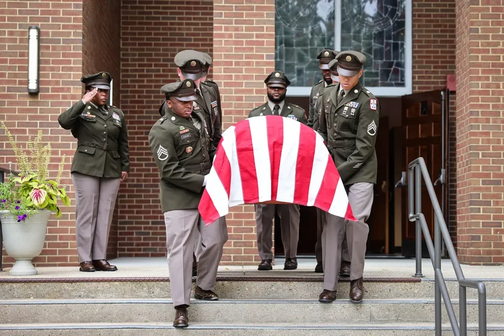 The then-Fort Gregg-Adams Funeral Honors Team provide escort to Retired Lt. Gen. Arthur J. Gregg at the memorial service, 16 September 2024. (Dvidshub) 